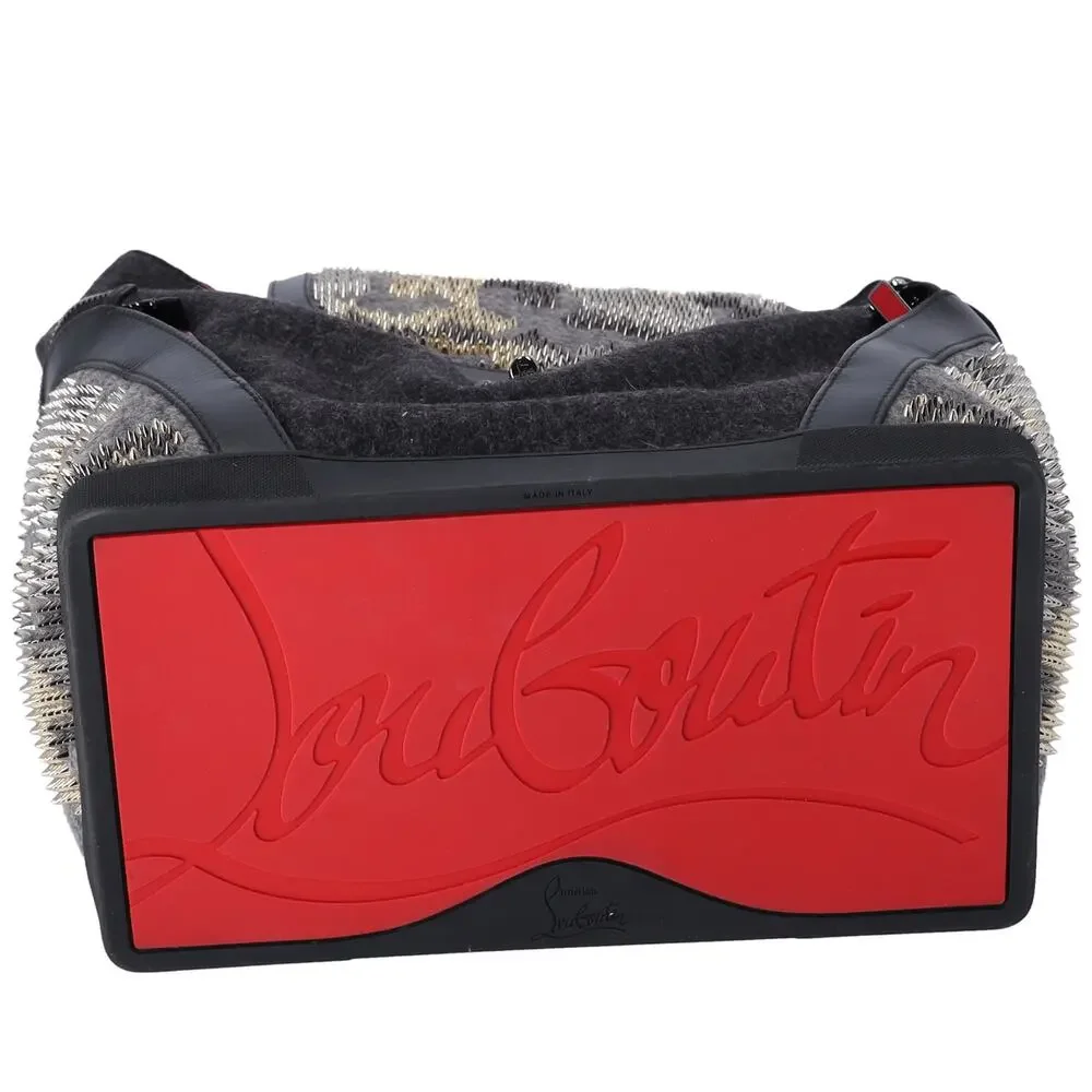 Christian Louboutin Explorer Funk Backpack Gray Black Red Wool Studded